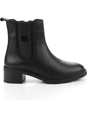 Siyah Hakiki Deri Kadın Bot & Bootie K02645012103