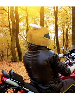 Peluş Kask Kılıfı Sarı Tavşan Kulaklı
