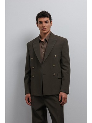Antioch Haki Kruvaze Erkek Blazer Ceket