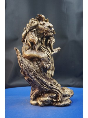 Ağaçlı Aslan Kral Heykel Biblo– Aslan Kral Ev Ofis Hediyelik Dekoratif Aksesuar (30 Cm)