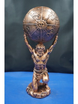 Atlas Biblo Güçlü ve Etkileyici Tasarım: 32 cm Atlas Heykel Ev Dekor Hediyelik Aksesuar
