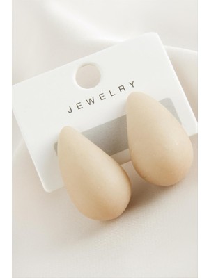 Sepetim Damla Plastik Küpe-Sütlü Kahve