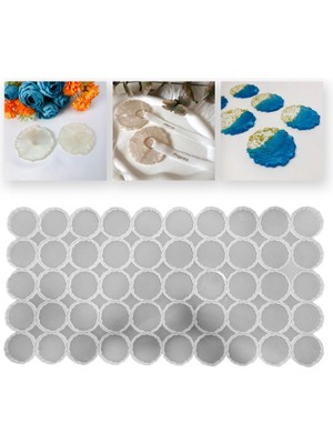 Epoksi Silikon Kalıp Geode Tırtıklı Kenar Magnet Kalıbı 7 cm 50 Li