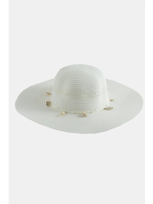 Sepetim Deniz Kabuğu Hasır Şapka-Pudra Rengi