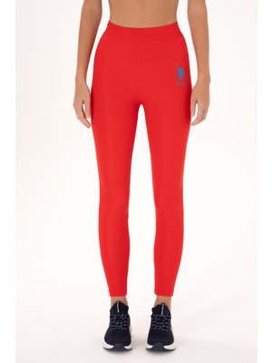 U.S. Polo Assn. Kadın Kırmızı Yüksel Bel Spor Tayt 50284055-VR030