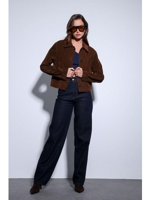 Antioch Kahve Torba Cepli Süet Kadın Ceket