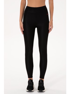 U.S. Polo Assn. Kadın Siyah Yüksek Bel Spor Tayt 50312978-VR046