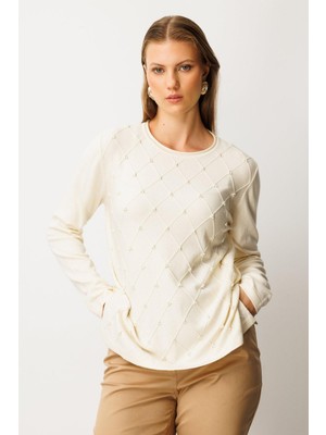 63312 Onteks Kazak Sıfır Yaka Baklava Desenli