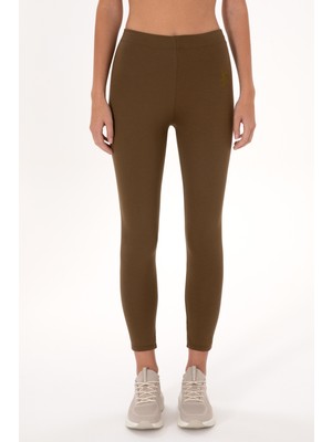 U.S. Polo Assn. Kadın Haki Melanj Yüksek Bel Toparlayıcı Günlük Tayt 50296888-VR027