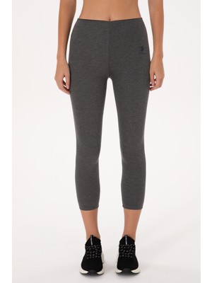 U.S. Polo Assn. Kadın Antrasit Melanj Yüksek Bel Toparlayıcı Günlük Tayt 50296888-VR081