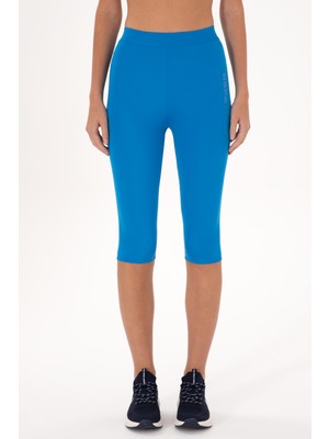 U.S. Polo Assn. Kadın Saks Mavisi Yüksek Bel Capri Spor Tayt 50284265-VR045