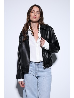 Antioch Siyah Suni Deri Bomber Ceket