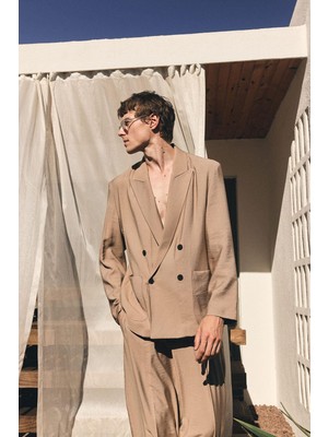 Antioch Vizon Relax Fit Diagonel Ince Erkek Blazer Ceket