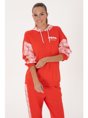 U.S. Polo Assn. Kadın Kırmızı Modal Karışımlı Kapüşonlu Sweatshırt 50300694-VR213