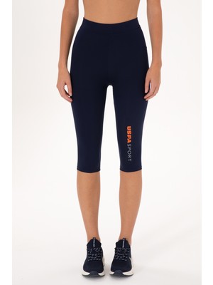 U.S. Polo Assn. Kadın Lacivert Yüksek Bel Capri Spor Tayt 50300687-VR033