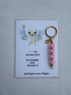 100 Adet Pembe Renk Isme Özel Ilk Dişim Çıktı Diş Partisi Diş Buğdayı Hatırası Hediyelik Anahtarlık