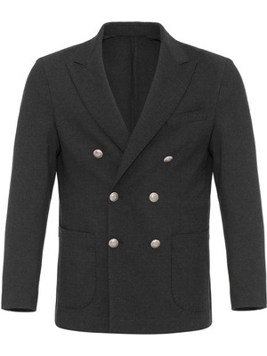 Antioch Antrasit Astarsız Kruvaze Erkek Blazer Ceket