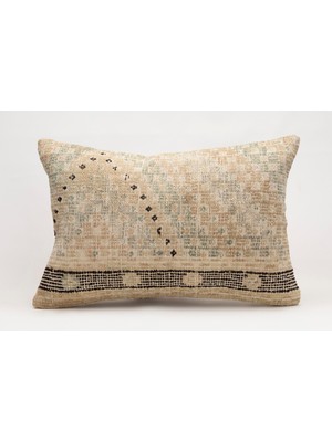 El Yapımı Kilimden Yapılmış Vintage Kırlent Kılıfı, Yün, 40X60 cm