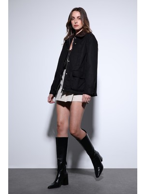 Antioch Siyah Kontrast Yaka Kadın Ceket