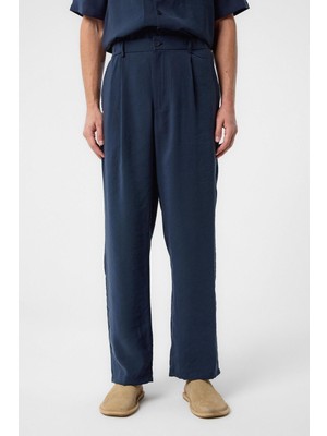 Antioch Lacivert Relaxed Modal Kumaş Yüksek Bel Erkek Pantolon