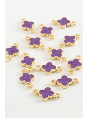 Sepetim Çiçek Çift Kulplu Mineli Bileklik ve Kolye Ucu Aparatı 1 Adet-Krem