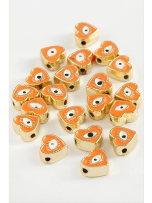 Sepetim Kalp Göz Mineli Bileklik ve Kolye Ucu Aparatı 1 Adet-Beyaz