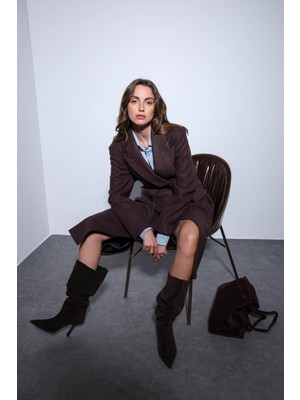 Antioch Kahve Kemerli Kruvaze Kadın Kaban