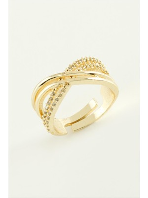 Sepetim Sonsuzluk Zirkon Taşlı Yüzük-Sarı