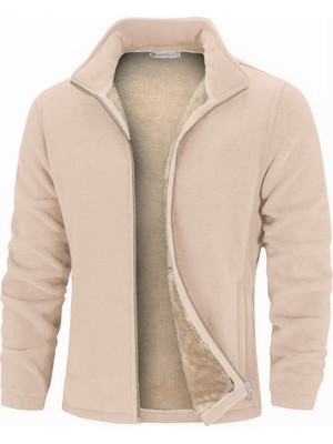 Ghassy Co. Erkek Ultra Isı Peluş Astarlı Cepli Tam Fermuarlı Polar Ceket