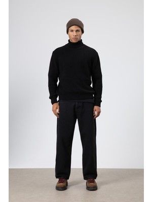 Oversize Triko Boğazlı Kazak Siyah