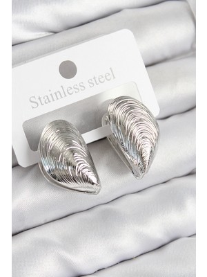 Bfs Pirinç Istiridye Model Gümüş Renk Kadın Küpe