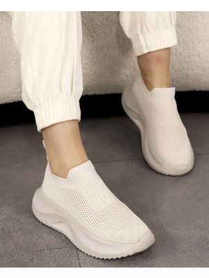 Bags Shoes Kuum London K112709 Kadın Yüksek Taban Bağcıksız Sneaker Spor Ayakkabı