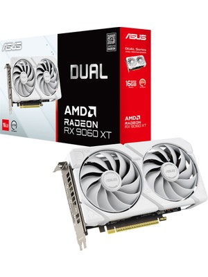 Asus DUAL-RX9060XT-16G-WHITE-AMD-RADEON-RX 9060 XT-16G-16GB GDDR6-128BIT-3250MHZ-HDMI-2XDP-EKRAN Kartı
