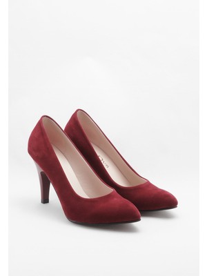 Bordo Kadın Klasik Topuklu Ayakkabı 1301BORDO Süete