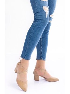 Vizon Süet Topuklu Kadın Klasik Ayakkabı 710E