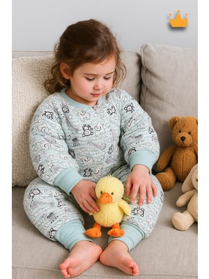 2-9 Yaş 2.5 Tog Premium Kalite Kalın Elyaf Dolgulu Kız Erkek Çocuk Uyku Tulumu Yeşil Fil 6020