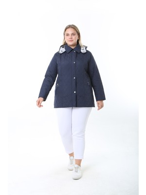 Kapitone Mont, Büyük Beden Mont, Baharlık, Büyük Beden Ceket, Kapüşonlu, Suya Dayanıklı Mont