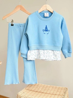 Gömlek Detaylı Sweatshirt ve Ispanyol Paça Tayt