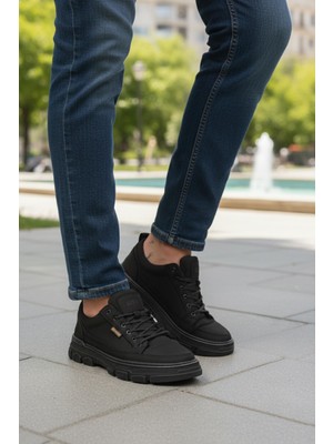 Bulldozer 260081 M Siyah Nubuk Hakiki Deri Erkek Günlük Ayakkabı