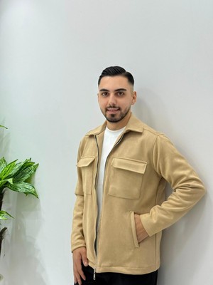 Erkek Yeni Sezon Regular Ithal Süet Kumaş Içi Şardonlu Fermuarlı Ceket Yumuşak Dokulu Regular