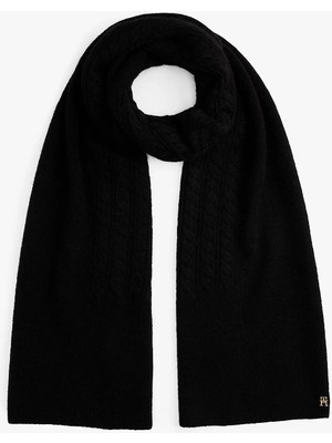 Tommy Hilfiger Th Elevated Chic Yumuşak Kadın Siyah Eşarp AW0AW17788BDS