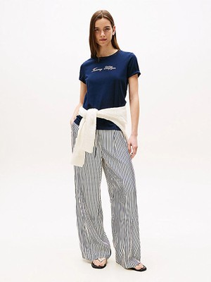 Tommy Hilfiger Rwb Pike Bisiklet Yaka Kısa Kollu Kadın T-Shirt WW0WW47310C1G