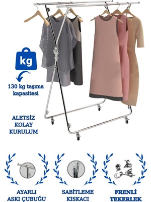 Çift Askılı Katlanabilir Lüks Elbise Askılığı Mağaza Askısı Etek Askısı Orta Stand
