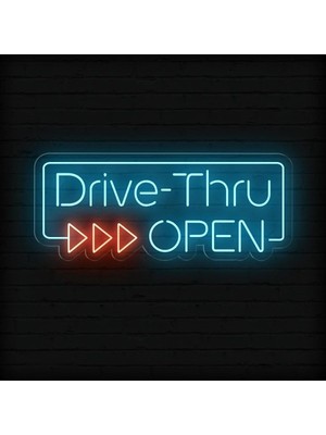 Drive-Thru Open Yazılı Neon Tabela