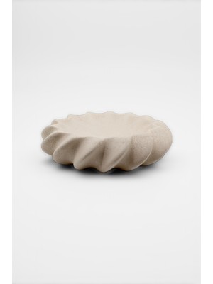 Fjora Bej Dokulu Bohem Seramik Obje Tabak (23X7 Cm)