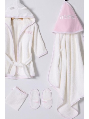 U.s. Polo Assn Kız Bebek Bornoz Set Ekru