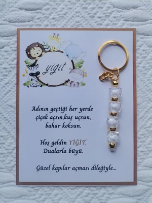 32 Adet Isme Özel Tasarım Beyaz Anahtarlık Hastane Yeni Doğan 40 Mevlidi Dağıtmalık Hediyelik