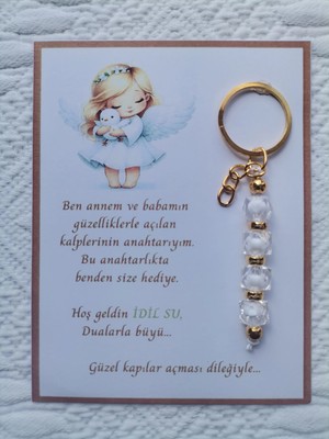 32 Adet Isme Özel Tasarım Beyaz Anahtarlık Hastane Yeni Doğan 40 Mevlidi Dağıtmalık Hediyelik