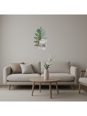 Minimalist Yaprak Tasarımlı  Iç Mekan Aynalı Tablo - BRF13921-1790