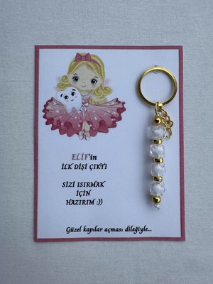 100 Adet Beyaz Renk Isme Özel Ilk Dişim Çıktı Diş Partisi Diş Buğdayı Hatırası Hediyelik Anahtarlık